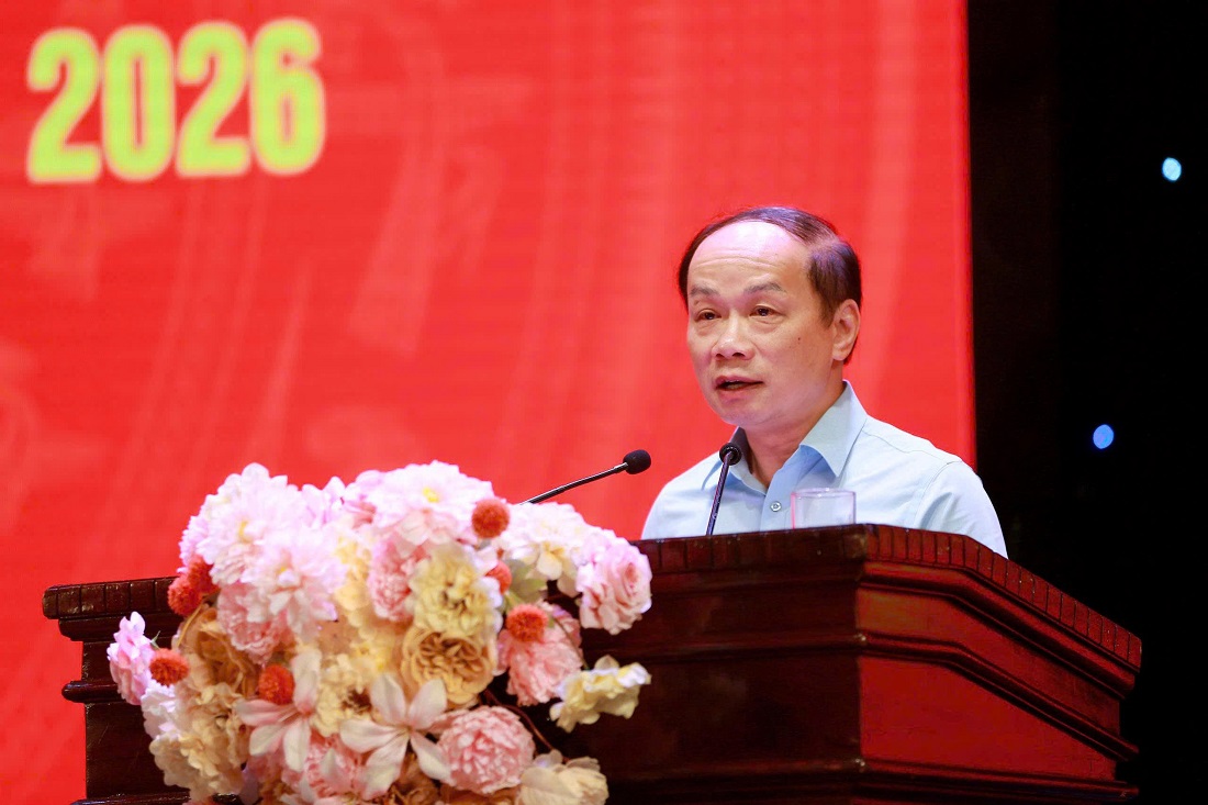 Đồng chí Phạm Tất Thắng, Ủy viên Trung ương Đảng, Phó Trưởng Ban Thường trực Ban Tuyên giáo và Dân vận Trung ương phát biểu