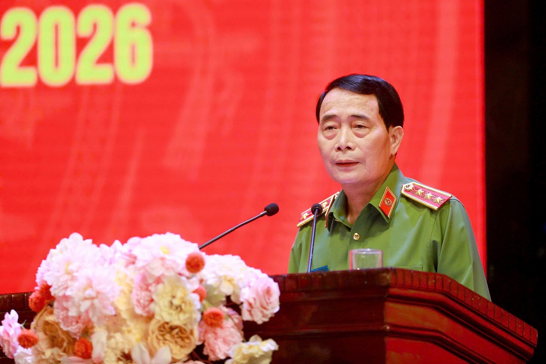 Thượng tướng Lê Quốc Hùng, Ủy viên Trung ương Đảng, Thứ trưởng Bộ Công an phát biểu