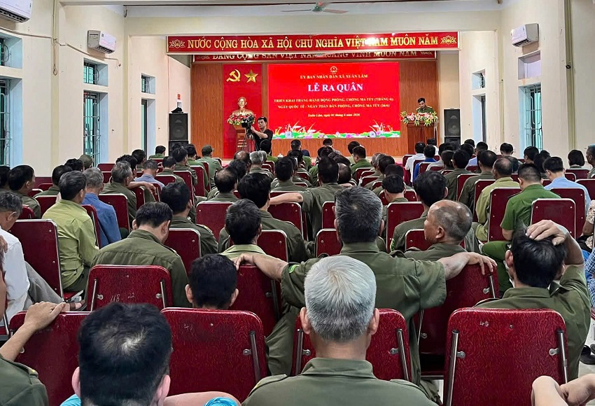 Công an xã Xuân Lâm ra quân hưởng ứng Tháng hành động phòng, chống ma túy năm 2026
