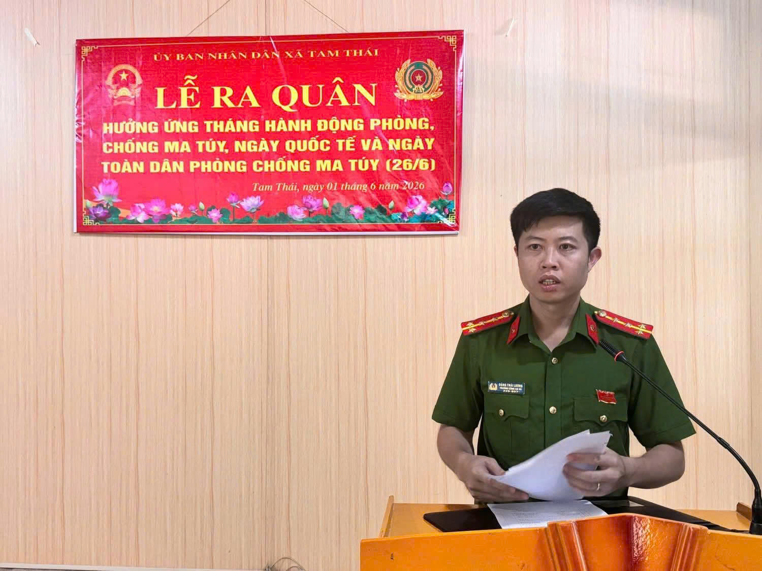 Công an xã Tam Thái ra quân hưởng ứng Tháng hành động phòng, chống ma túy năm 2026
