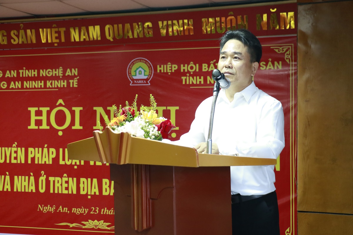 Ông Nguyễn Quốc Khánh, Chủ tịch Hiệp hội bất động sản tỉnh phát biểu