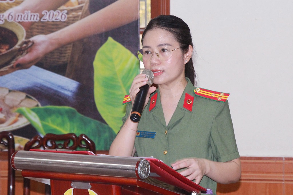 Đại diện Lãnh đạo Phòng Hậu cần phát biểu tại lễ khai mạc Hội thi