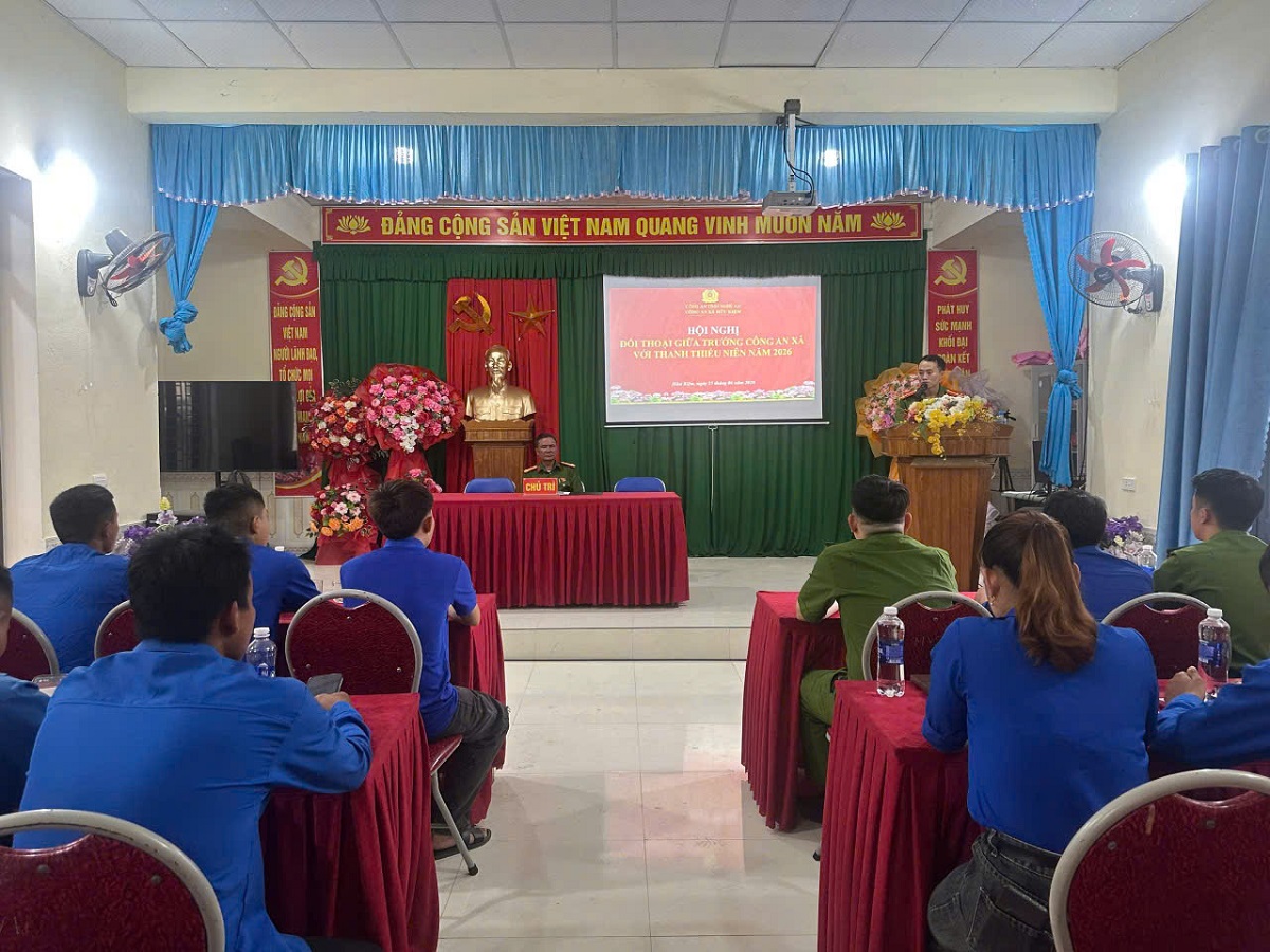 Công an xã Hữu Kiệm tổ chức Hội nghị đối thoại giữa Trưởng Công an xã với thanh thiếu niên năm 2026