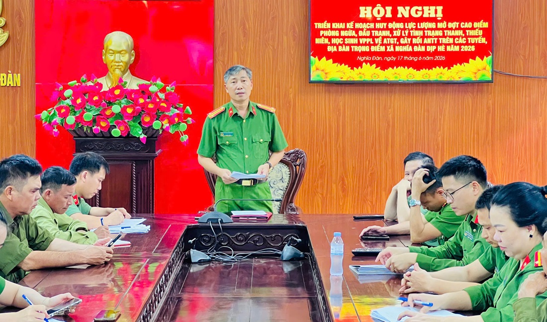 Công an xã Nghĩa Đàn ra quân thực hiện cao điểm phòng ngừa, đấu tranh, xử lý thanh, thiếu niên, học sinh vi phạm pháp luật