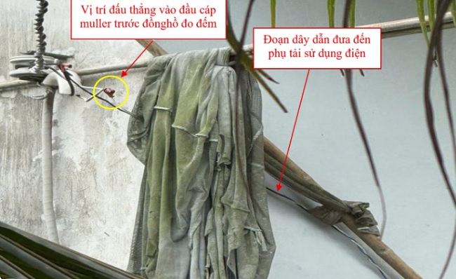 Hành vi câu móc sử dụng điện bất hợp pháp đối với công tơ điện lắp trong nhà.