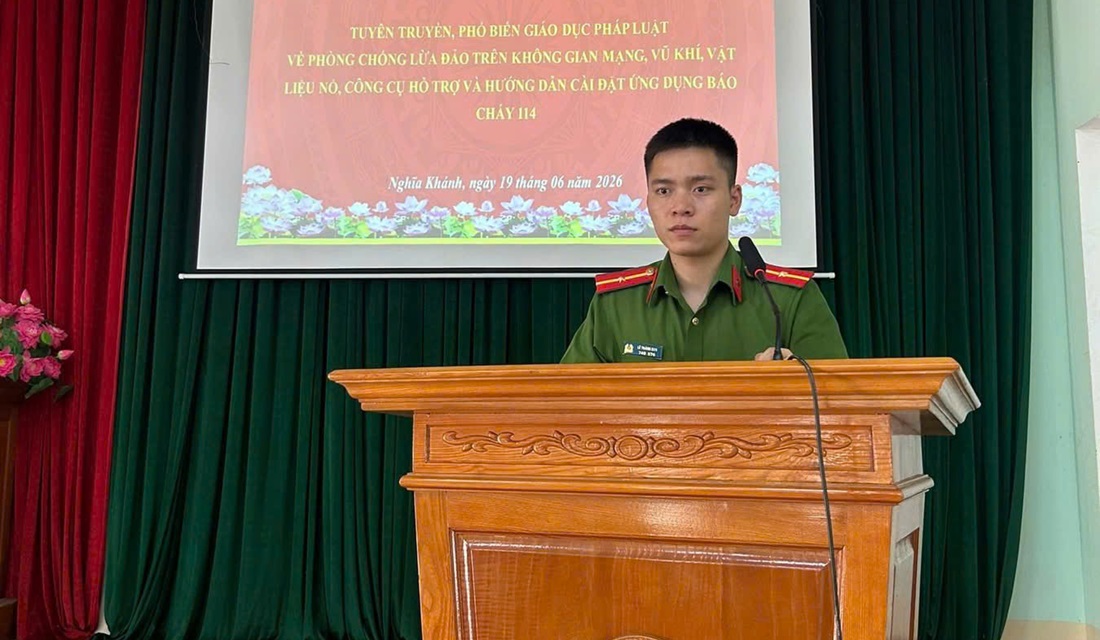 Công an xã Nghĩa Khánh tuyên truyền Luật quản lý, sử dụng vũ khí, vật liệu nổ