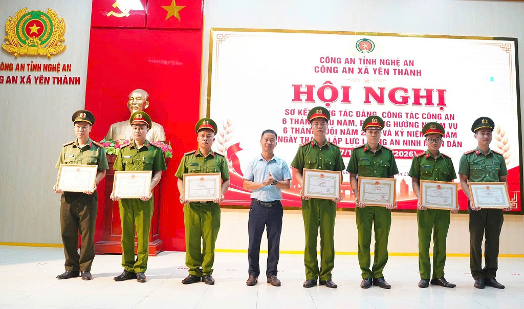 Công an xã Yên Thành tổ chức Hội nghị sơ kết Công tác Đảng, Công tác Công an 6 tháng đầu năm 2026