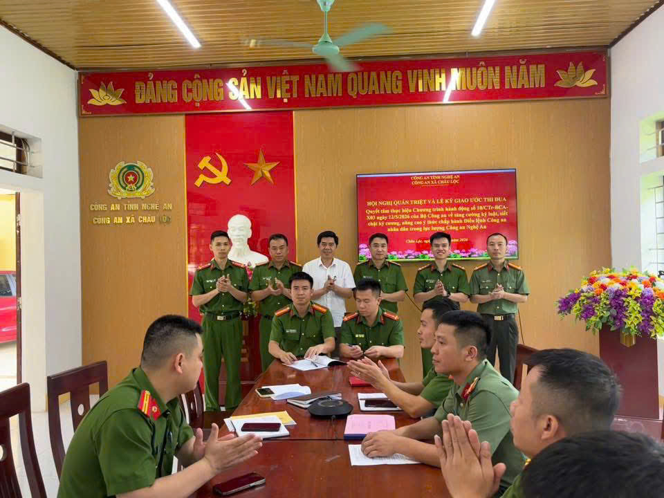 Công an xã Châu Lộc tổ chức ký cam kết giao ước thi đua