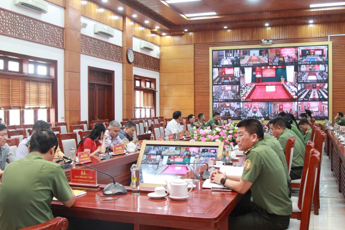 Toàn cảnh Hội nghị tại điểm cầu Công an tỉnh Nghệ An
