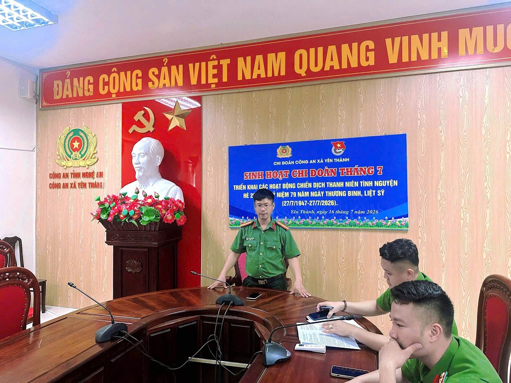 Công an xã Yên Thành tổ chức sinh hoạt đoàn tháng 7