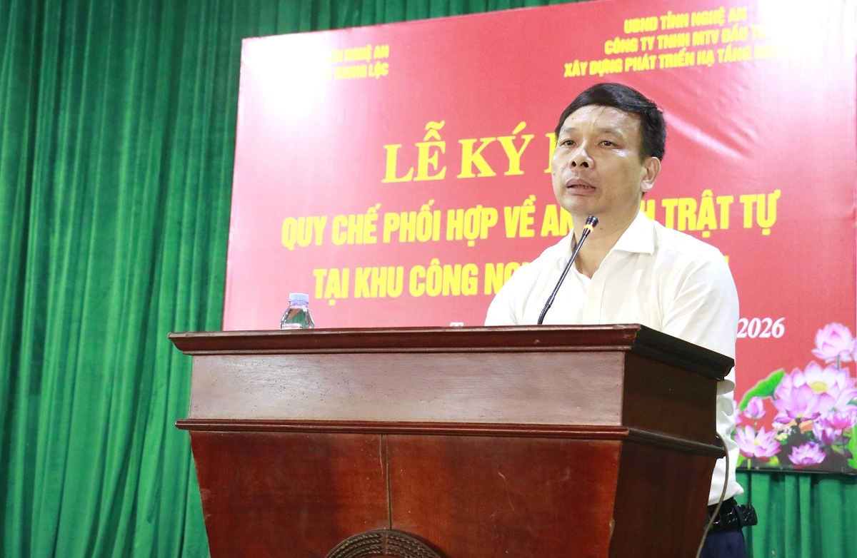 Đồng chí Trần Nguyên Hòa, Phó Bí thư Đảng ủy, Chủ tịch UBND xã Trung Lộc phát biểu